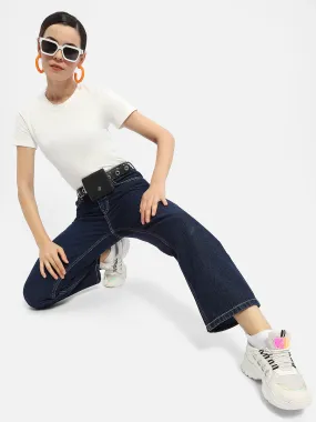 Madame Solid Blue Straight Jeans Low Impact Dye