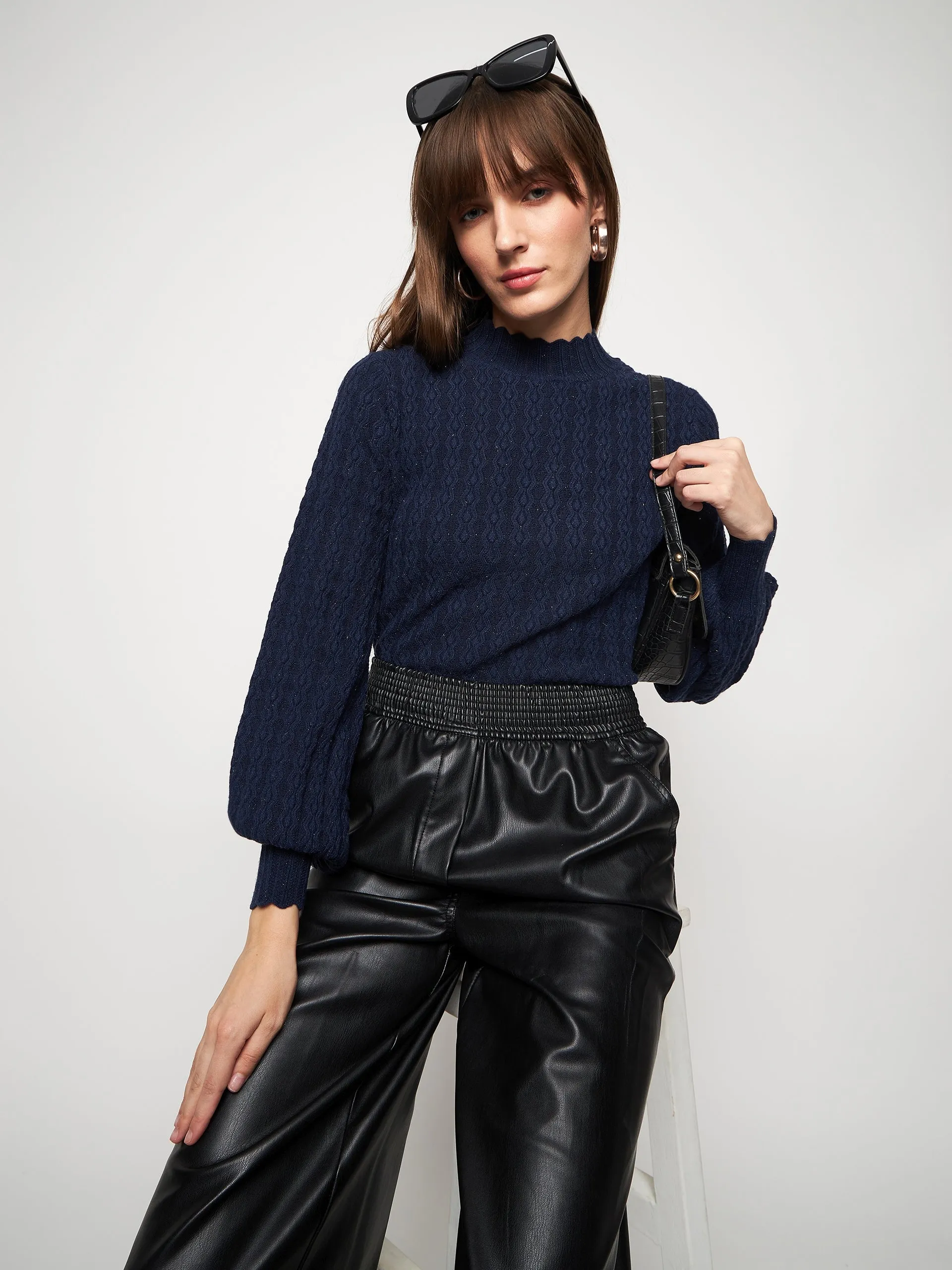 Winter Comfort Wear Madame Navy Pull-On Sweater
