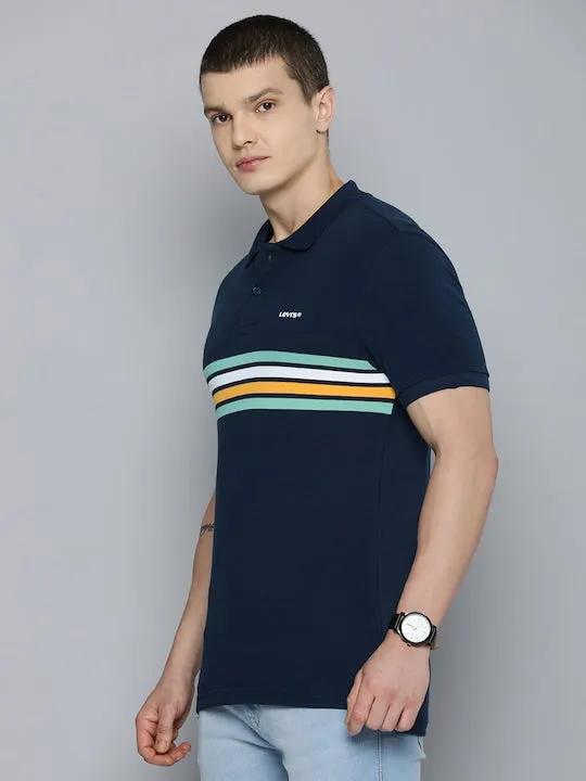 Athletic Wear Men's Striped Polo T-shirt