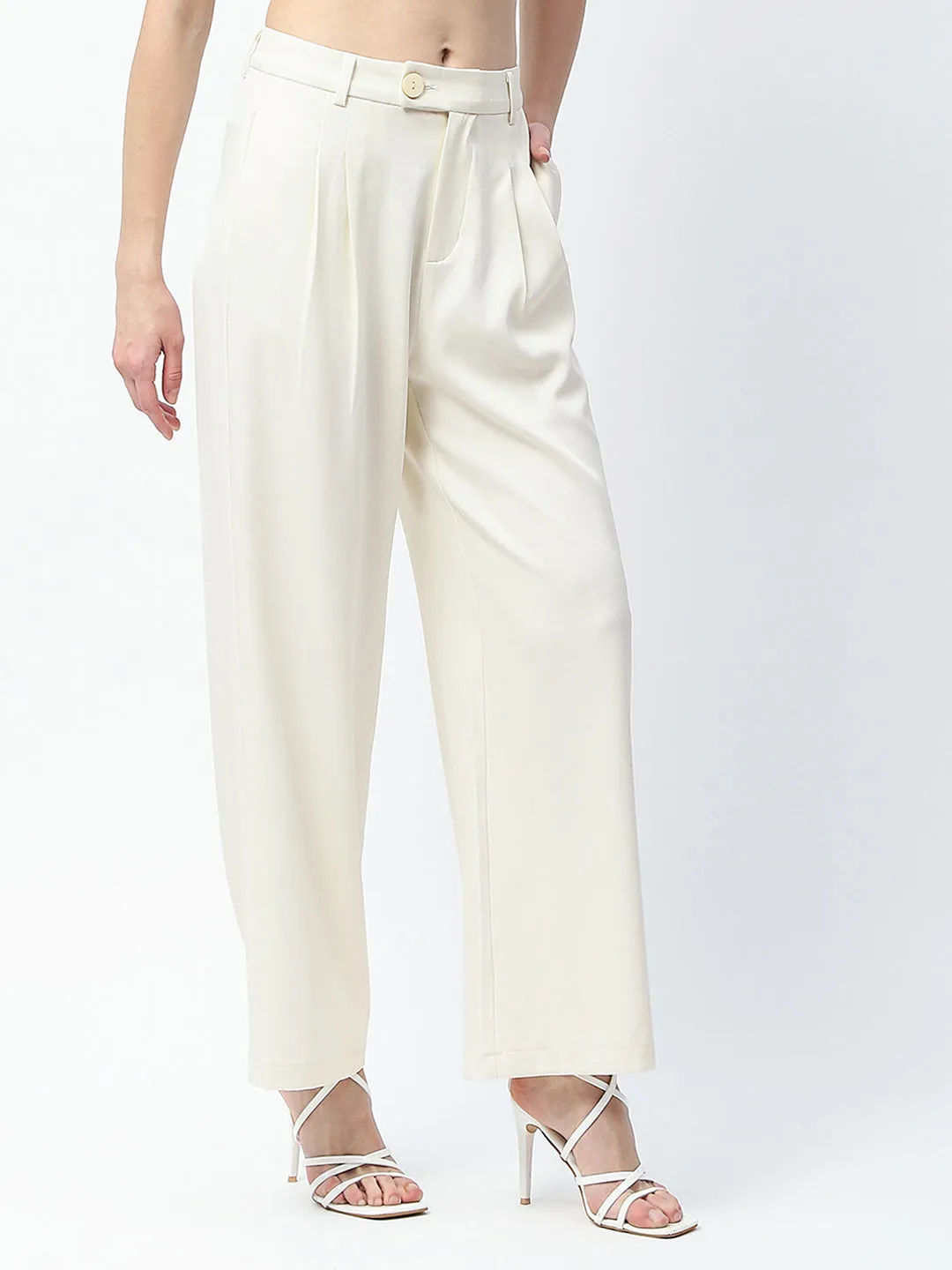 No Ride Up Design Padded hips Madame Pleat Detailed Off White Gurkha Trousers