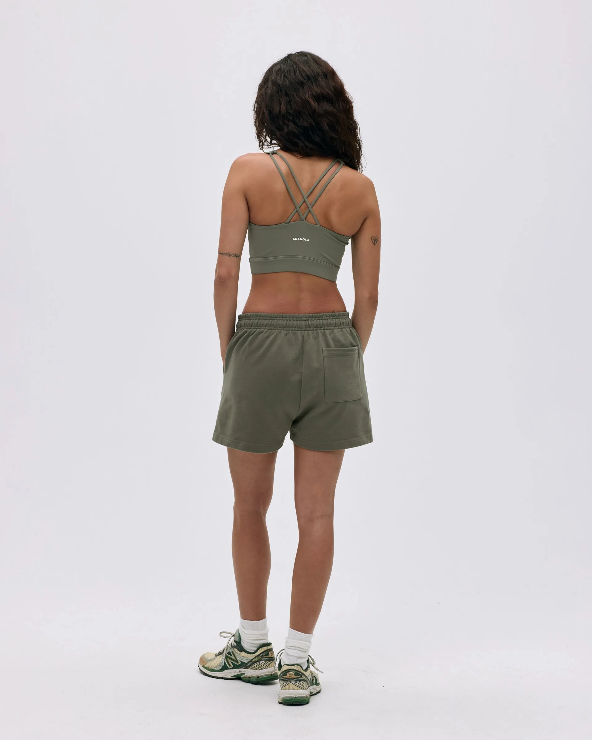 Branded Sweat Shorts - Olive Green Organic Cotton