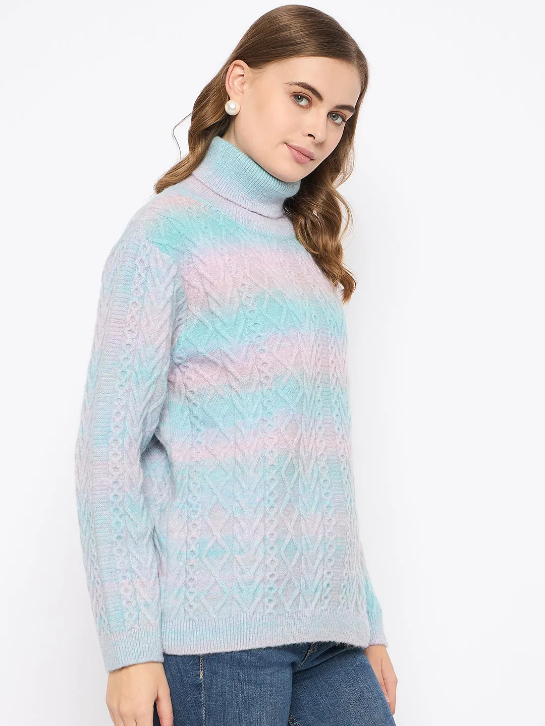 Madame Striped Multicolor Turtleneck Sweater Essential Layering