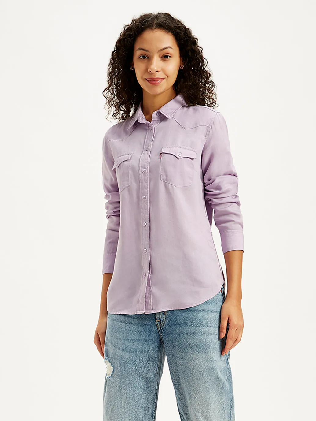 Casual Friday Corporate Wear Women's Solid Regular Fit Denim Shirt