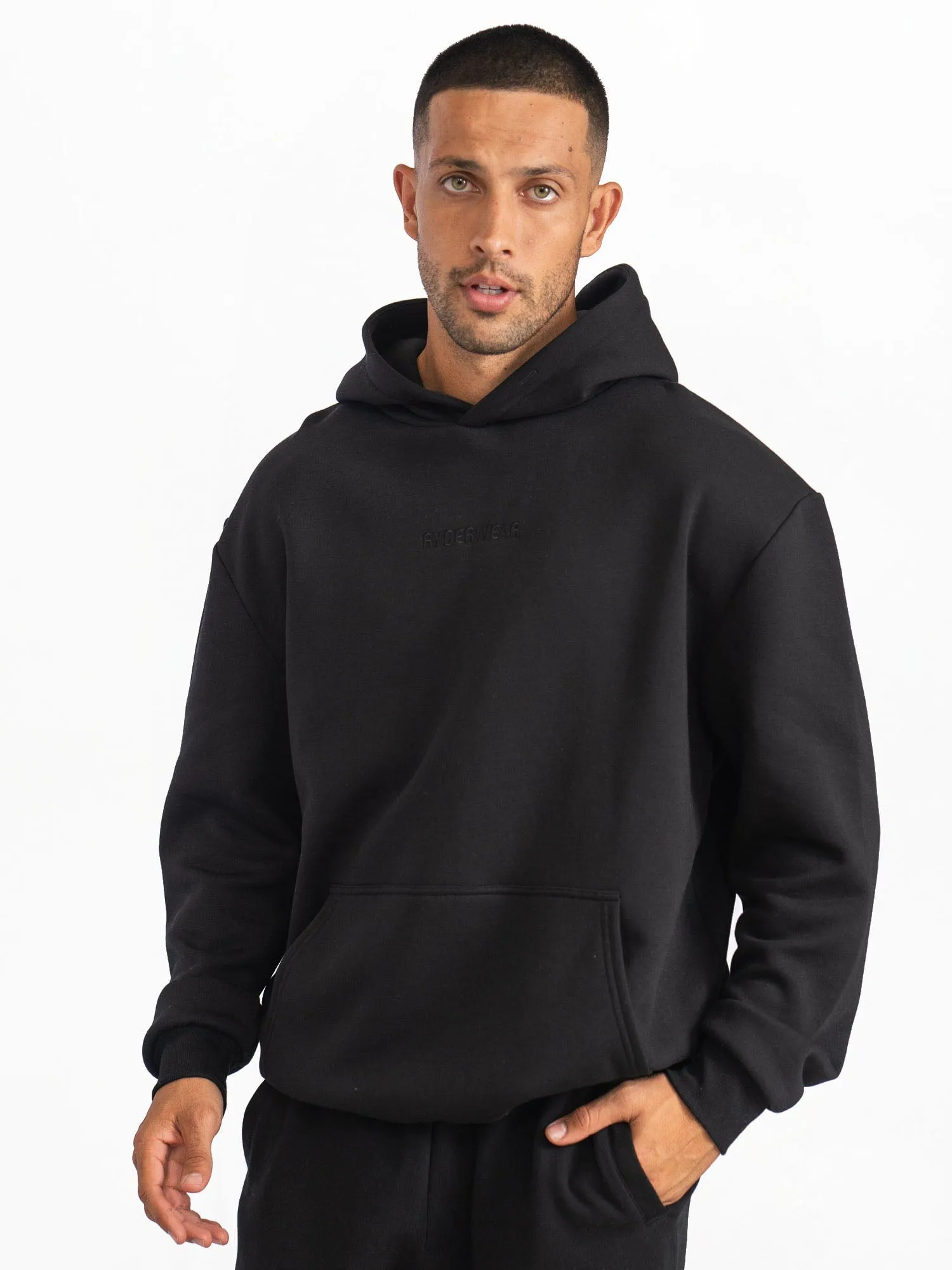 Simple Detail Ripstop Technology Unisex Hoodie - Black