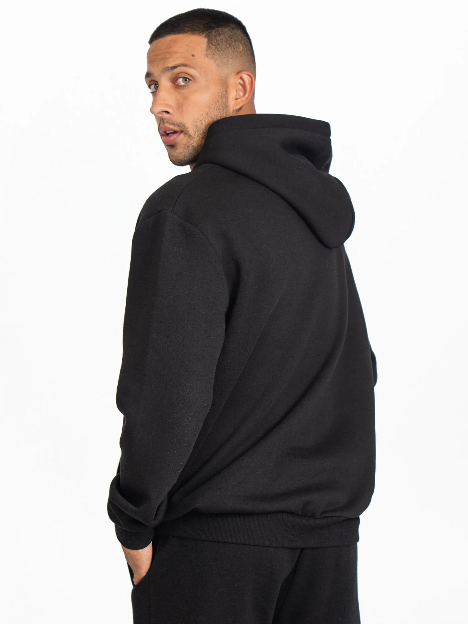 Unisex Hoodie - Black Layered Ventilation Panels Rainy Day