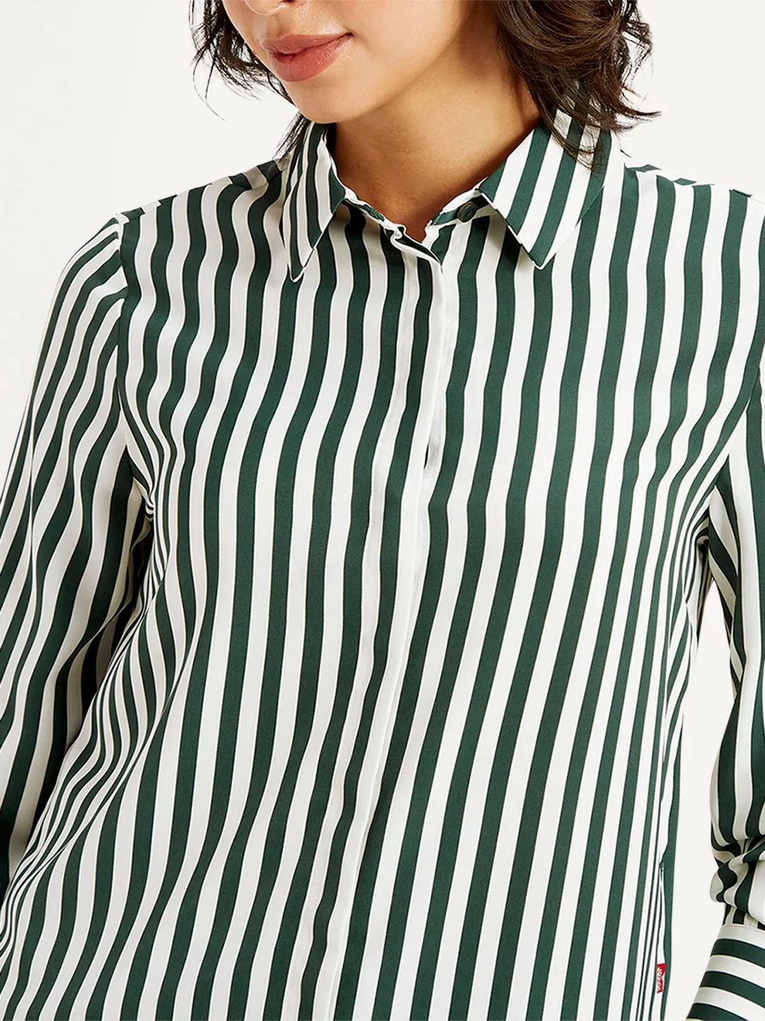Cool Comfort Non Iron Fabric Women's Striped Spread Collar Shirt