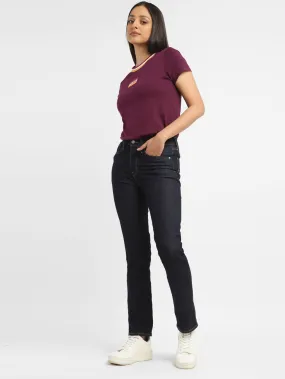 Women's 724 Navy Blue Straight Fit High Rise Jeans Year Round Piece