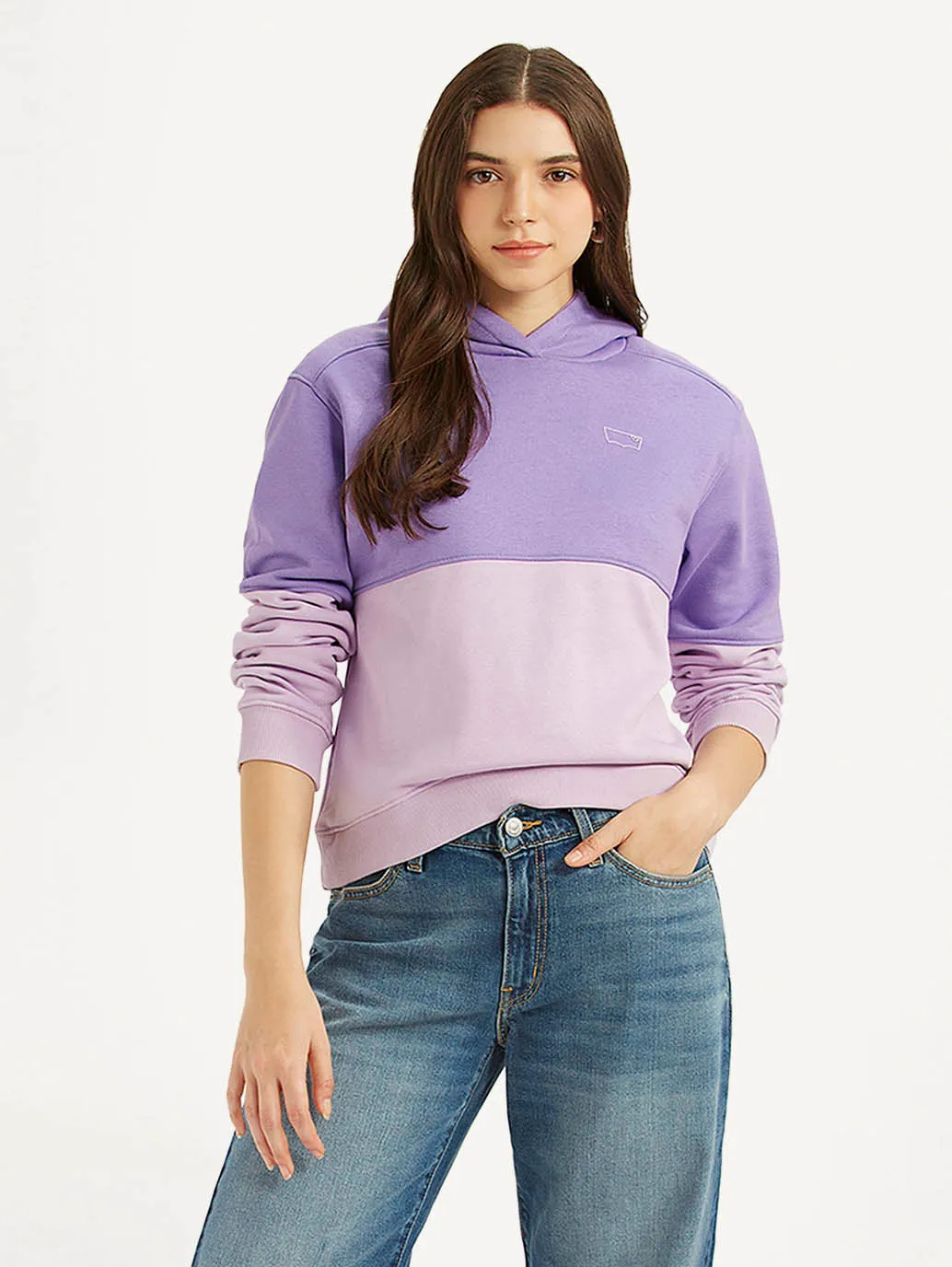 Weekend Relaxed hypoallergenic Women's Colorblock Lavender Hooded Sweatshirt