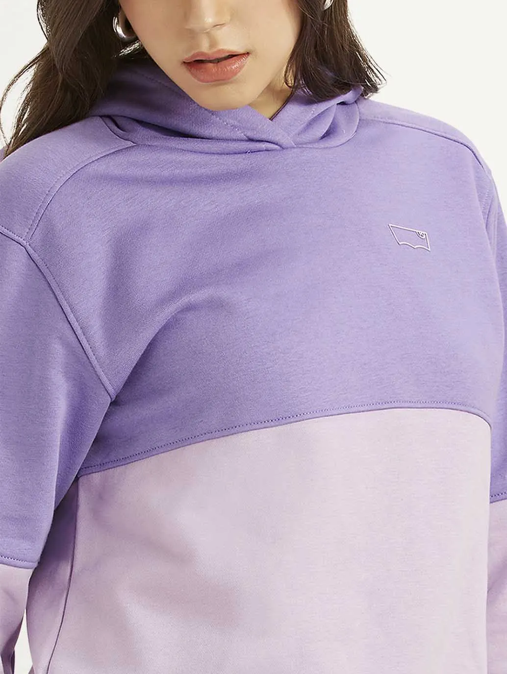 Women's Colorblock Lavender Hooded Sweatshirt Trendy Design
