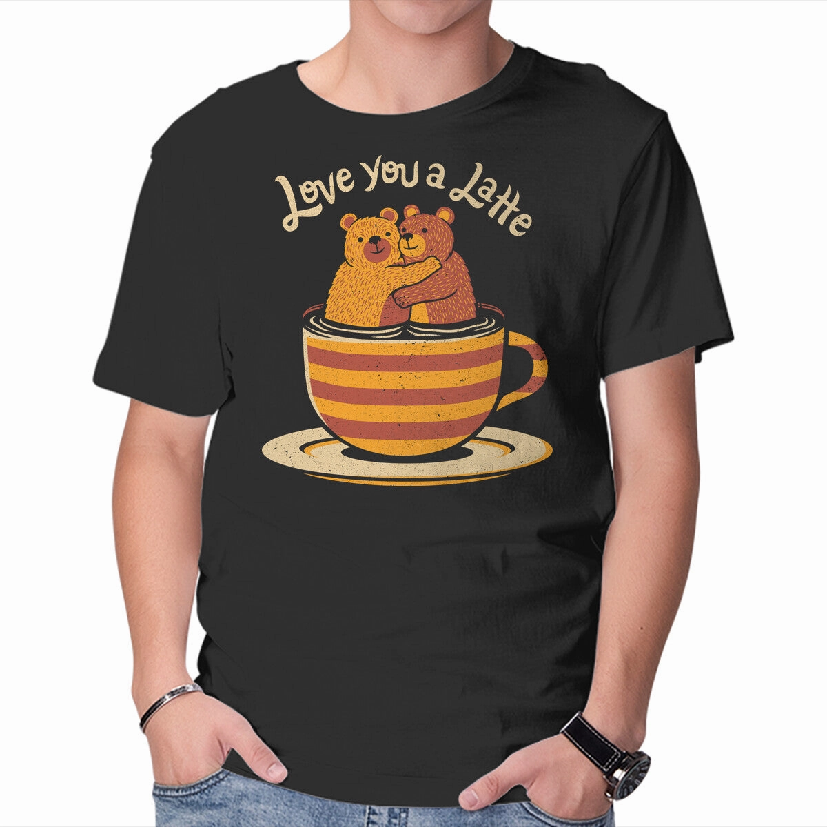 Love You A Latte Bears Rayon blend Round neck simplicity