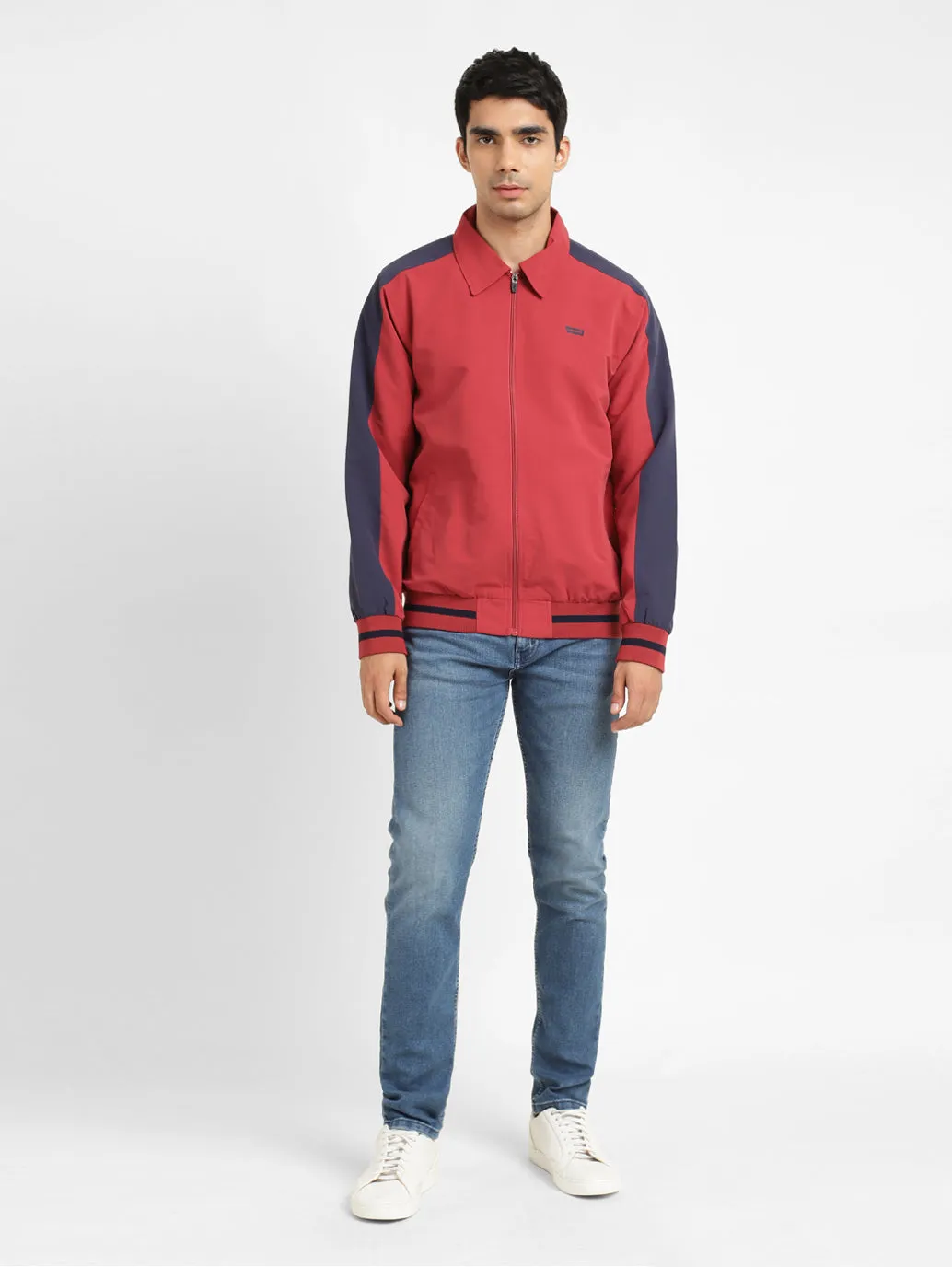 Comfortable Urban Piece Full Length Zipper Mens Crew Neck Printed Tailored Jacket