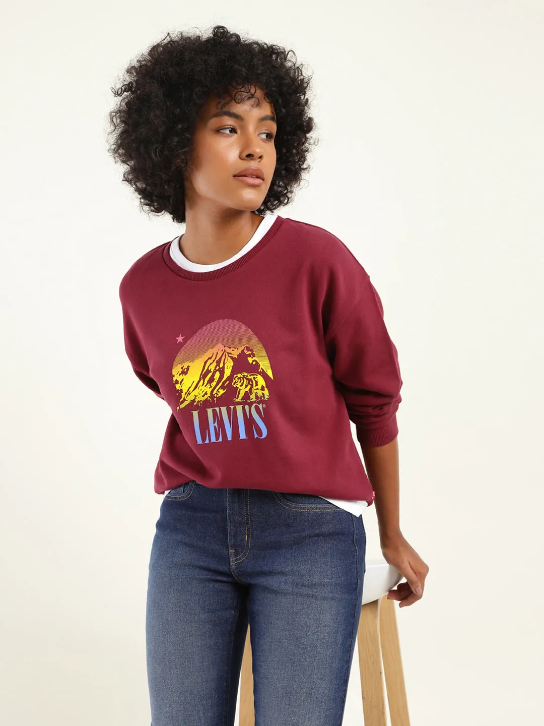 Cozy All Day product surfing suitability Women's Graphic Maroon Crew Neck Sweatshirt