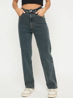 Madame Acid Wash Tinted Yellow Cotton Blend Jeans Classic Office Wear Couple Look Lightweight