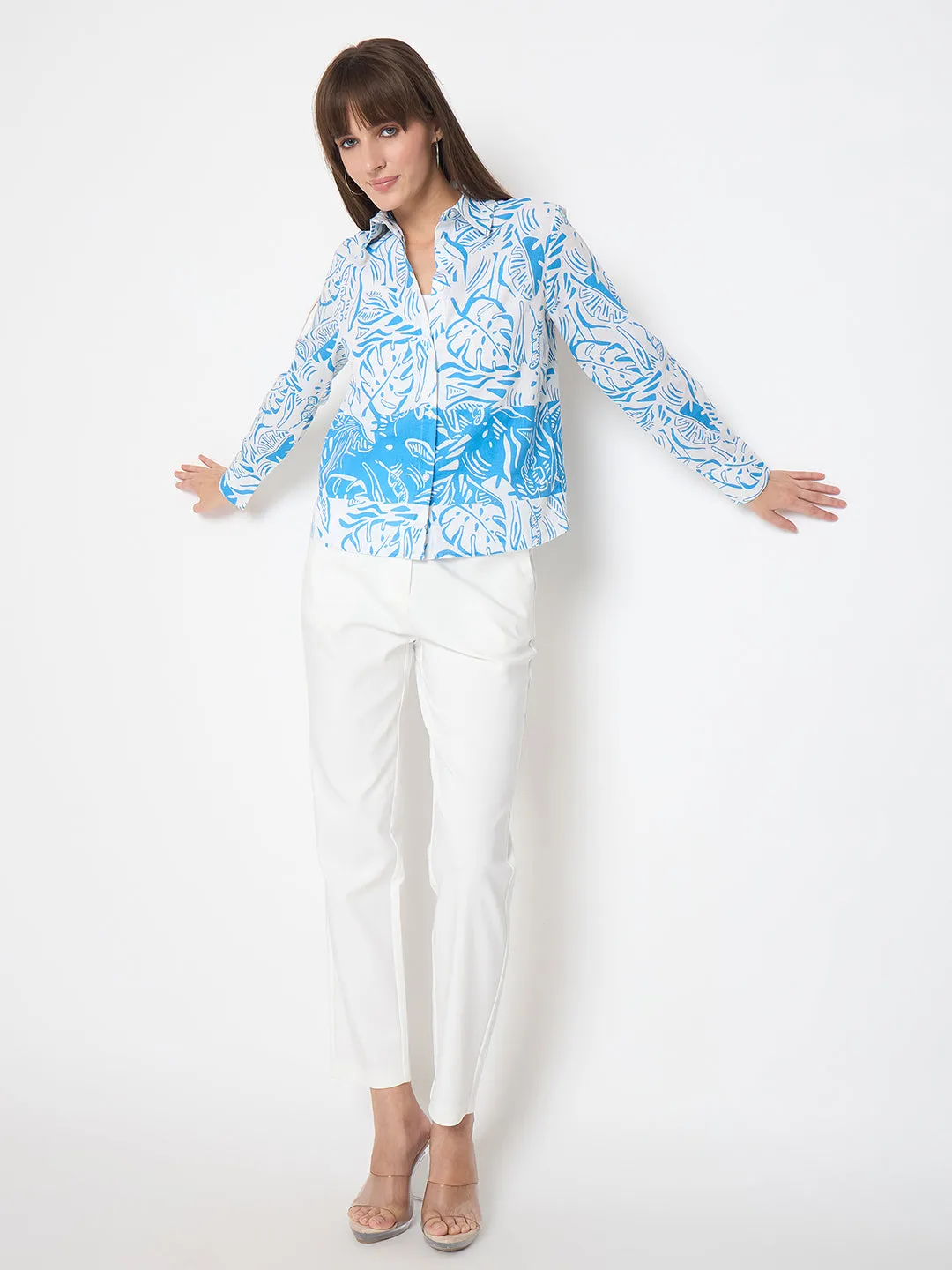 Tailored Silhouette Madame Alex Waist Belt Detail Solid White Trousers