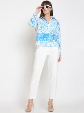 Modern Utility Madame Alex Waist Belt Detail Solid White Trousers