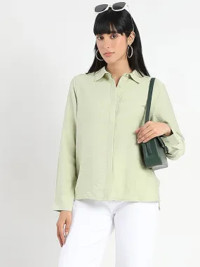Madame Apple Green Rayon Blend Shirt Sporty Layer Lightweight Layer