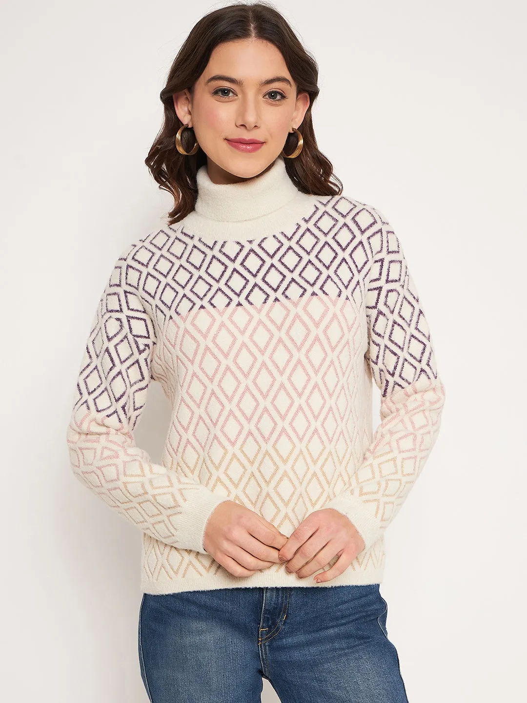 Cozy and Versatile Warm Look Madame Beige High Neck Sweater
