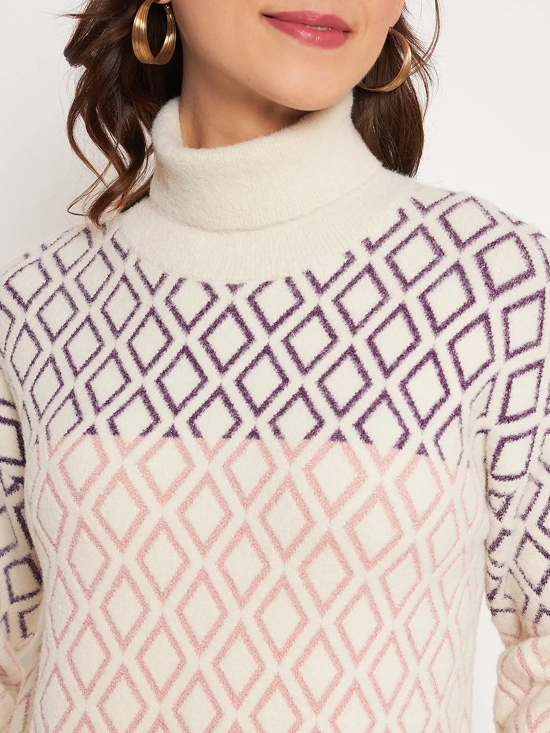 Madame Beige High Neck Sweater Soft Knit Style Cold Day Ready