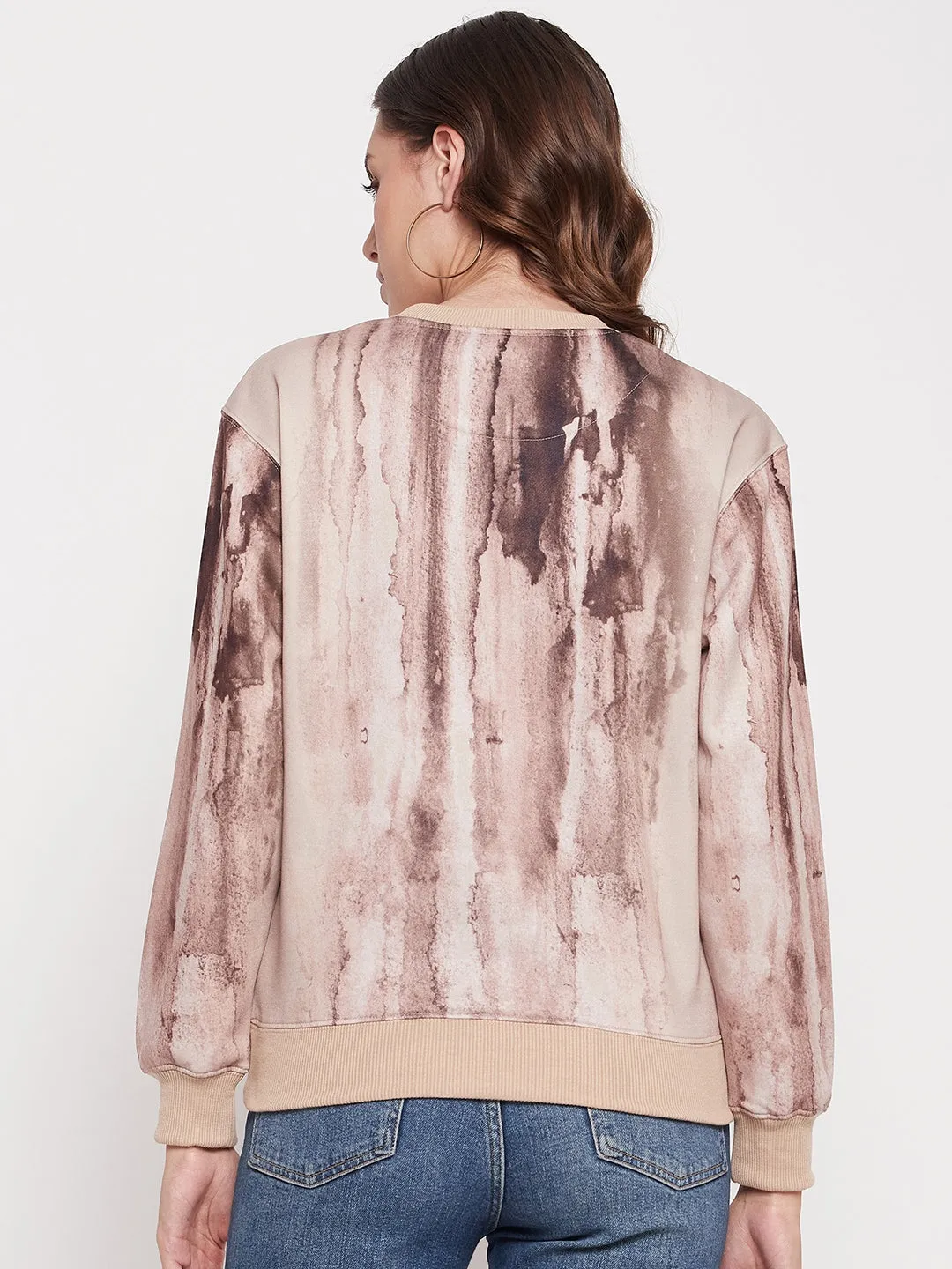 Versatile Top Stretchy Madame Beige Tie-Dye Sweatshirt