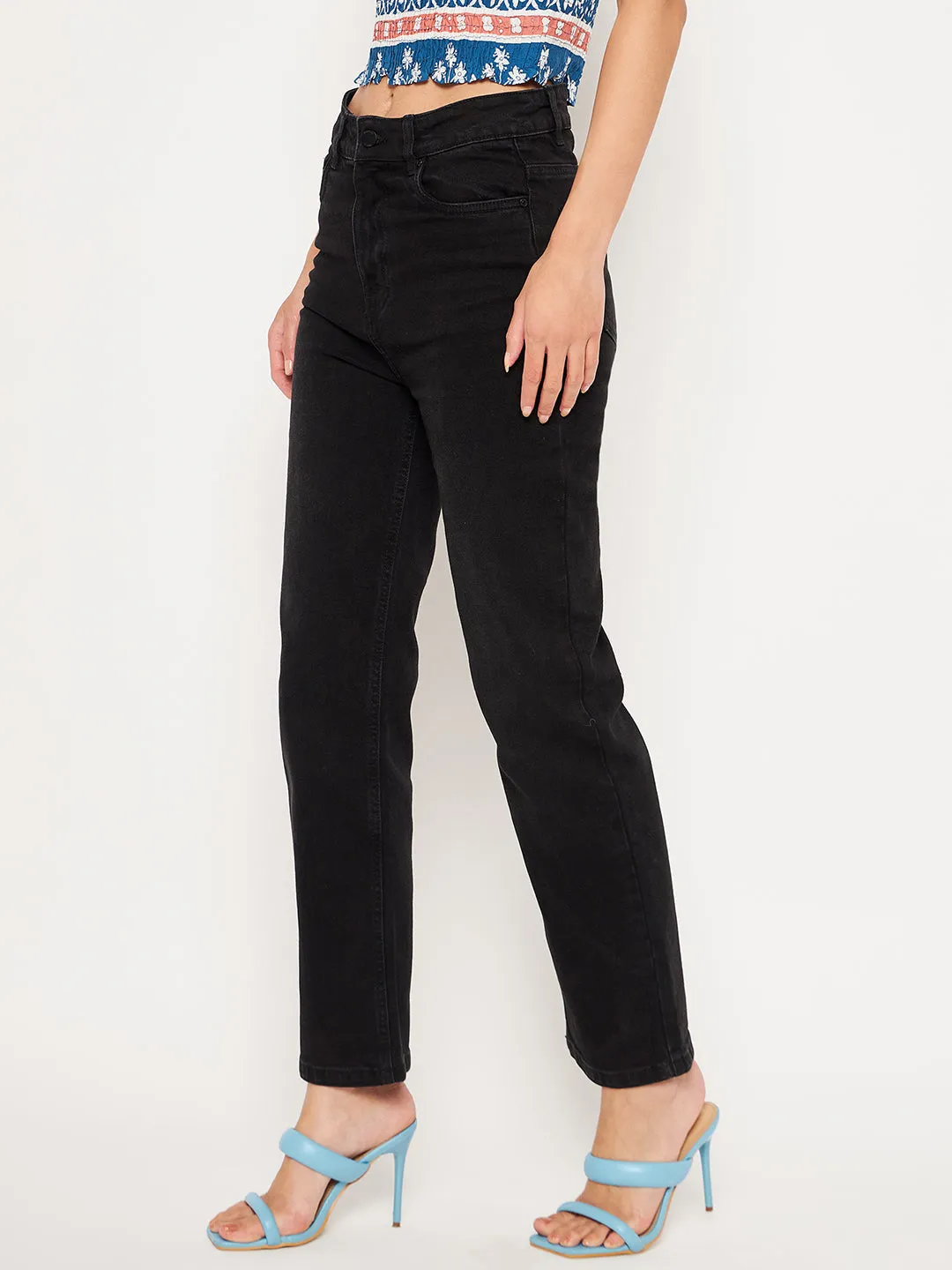 Madame Black Denim Luxury Textured Youth Style Road Trip Outdoor Enthusiast