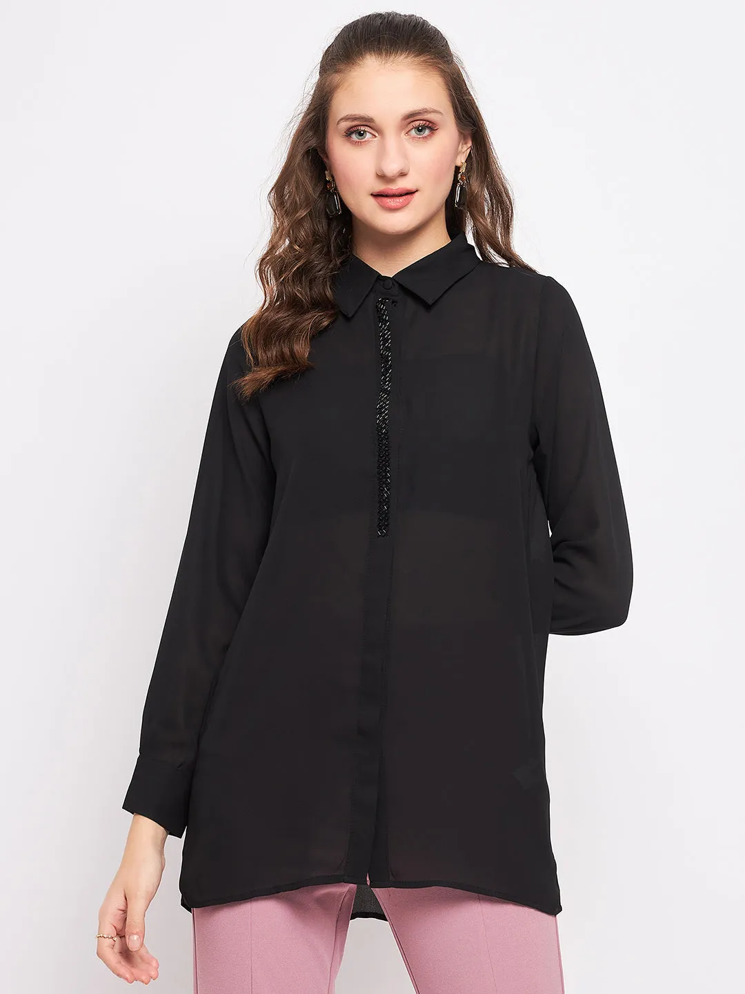 Madame Black Embellished Shirt Autumn Look