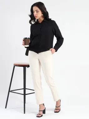 Madame Black Rayon Blend Shirt Trendy Pattern