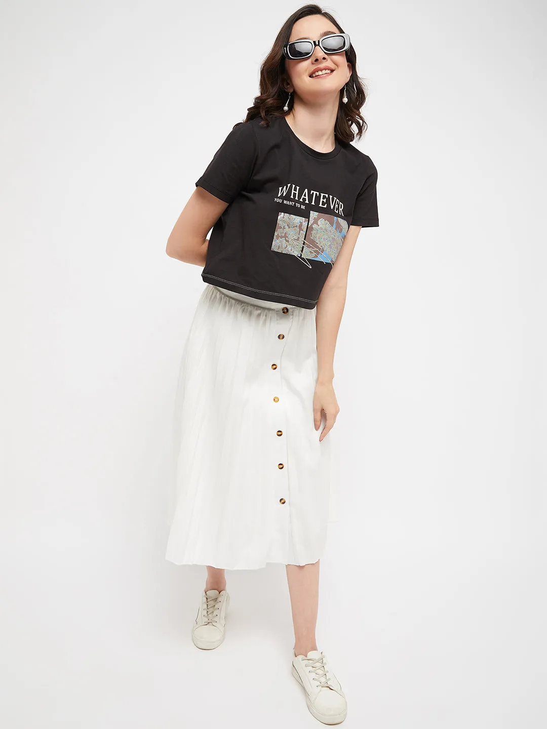 Soft and Flexible Madame Black Typography Cotton T-Shirt