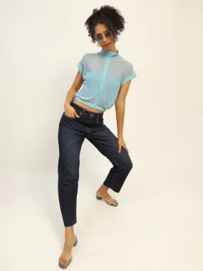 Madame Blue Loose Fit Cotton Jeans Layer Friendly Piece