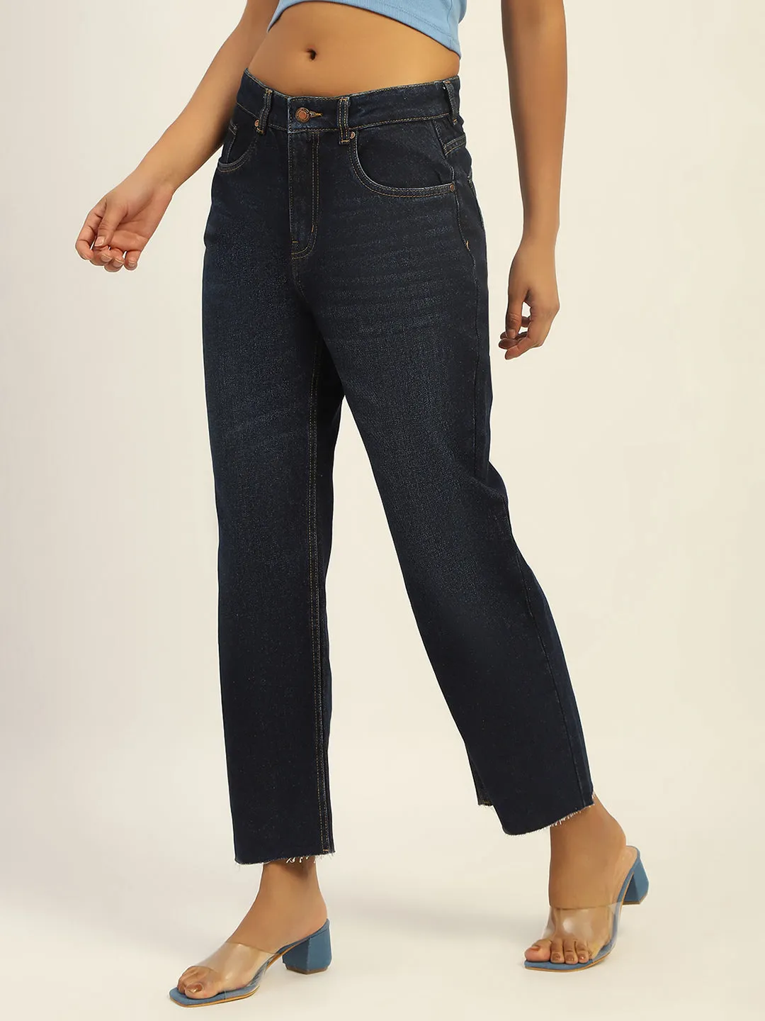 Light Fabric Madame Blue Loose Fit Cotton Jeans
