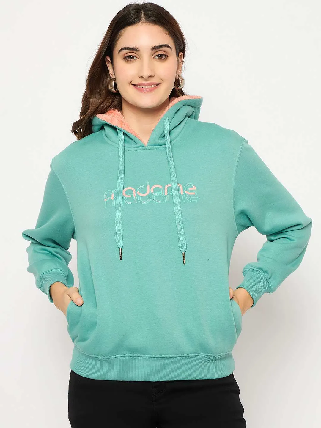 product camouflage stealth Sporty Layer Madame Branding Print And Handwork Seafoam Hooded Sweatshirt