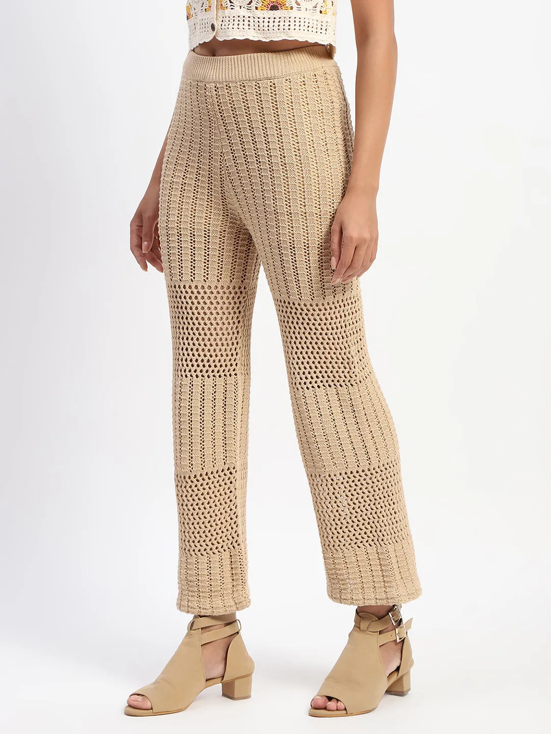 Madame Brown Cotton Crochet Trouser ReinforcedBeltLoops
