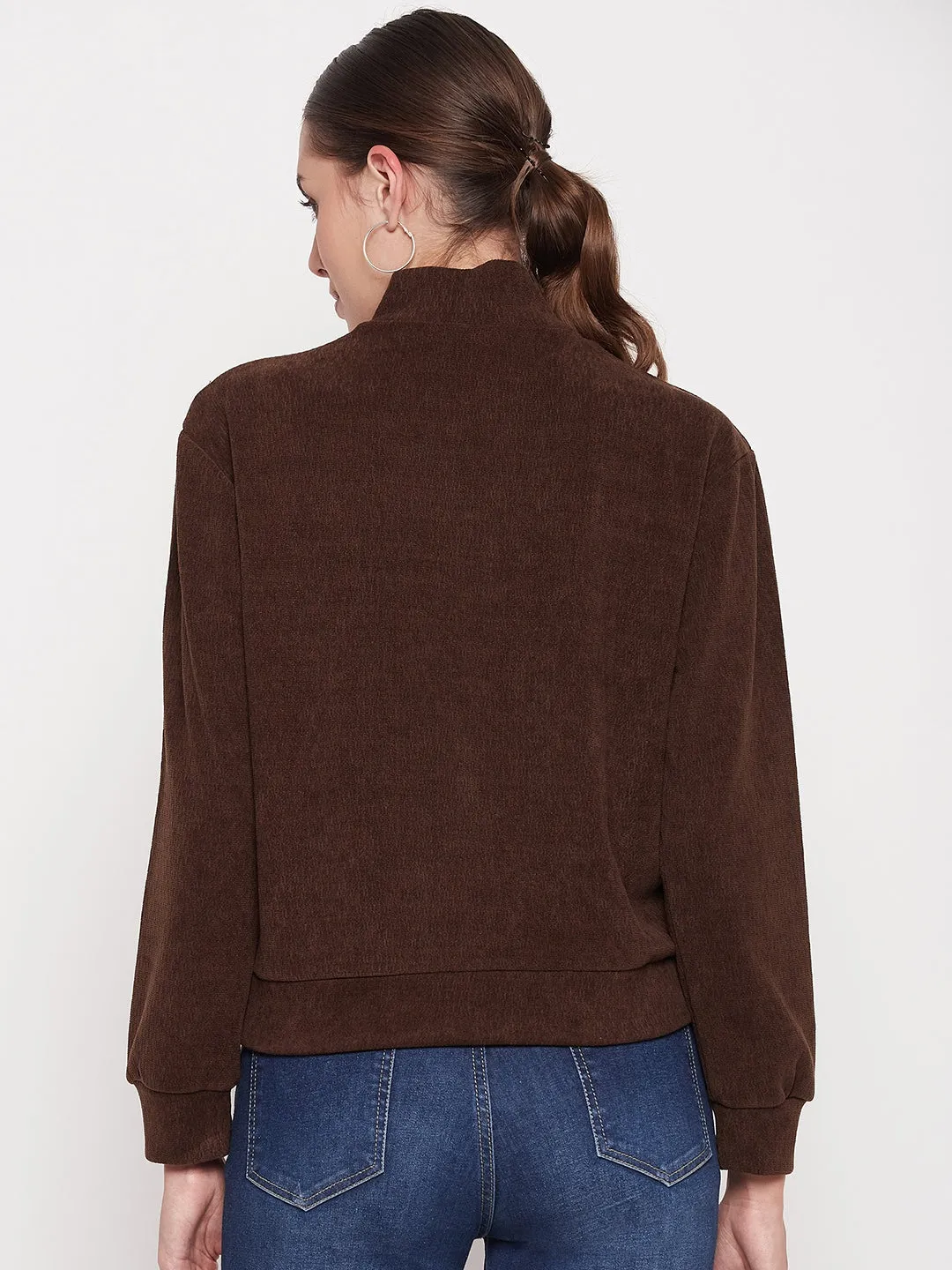 Madame Brown Keyhole Neck Sweater Athleisure Wear