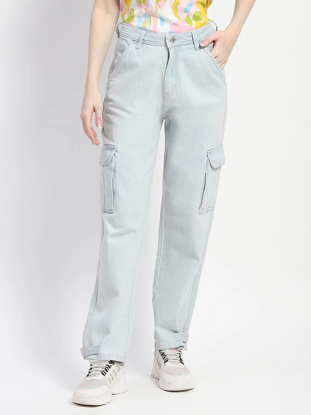 Minimalist Design Everyday Ready Madame Cargo Ice Blue Light Wash Denim