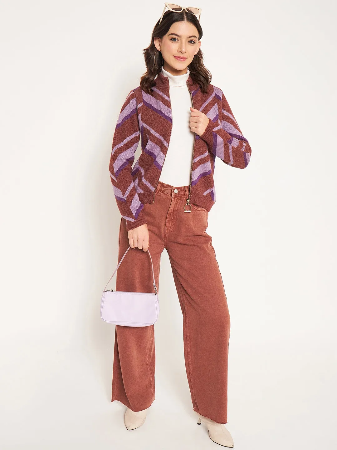 Elastic design Madame Coffee High Neck Sweater