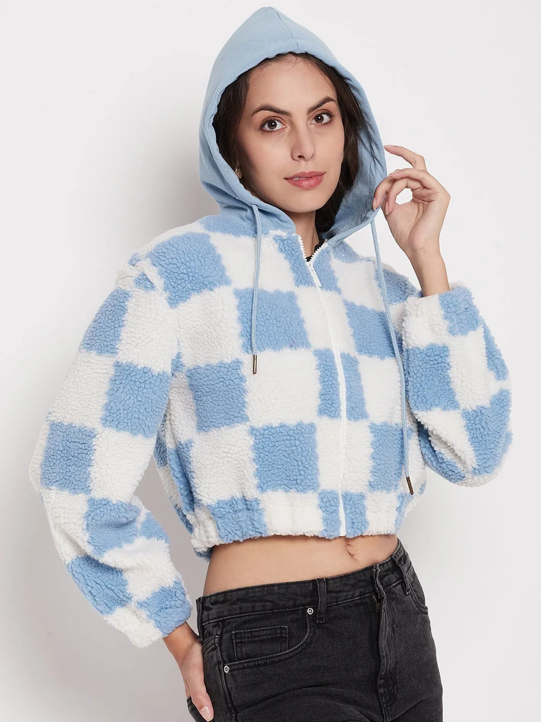 suitable for cycling anti wrinkling Madame Colour Blocked Sky-Blue Sweatshirt