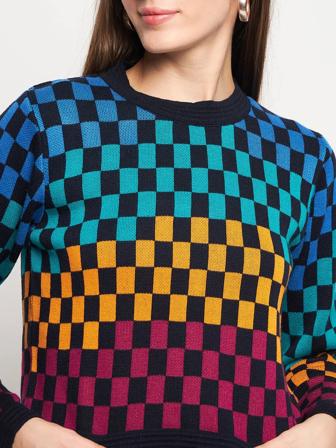 Effortless Comfort Madame Colourblocked Black Sweater