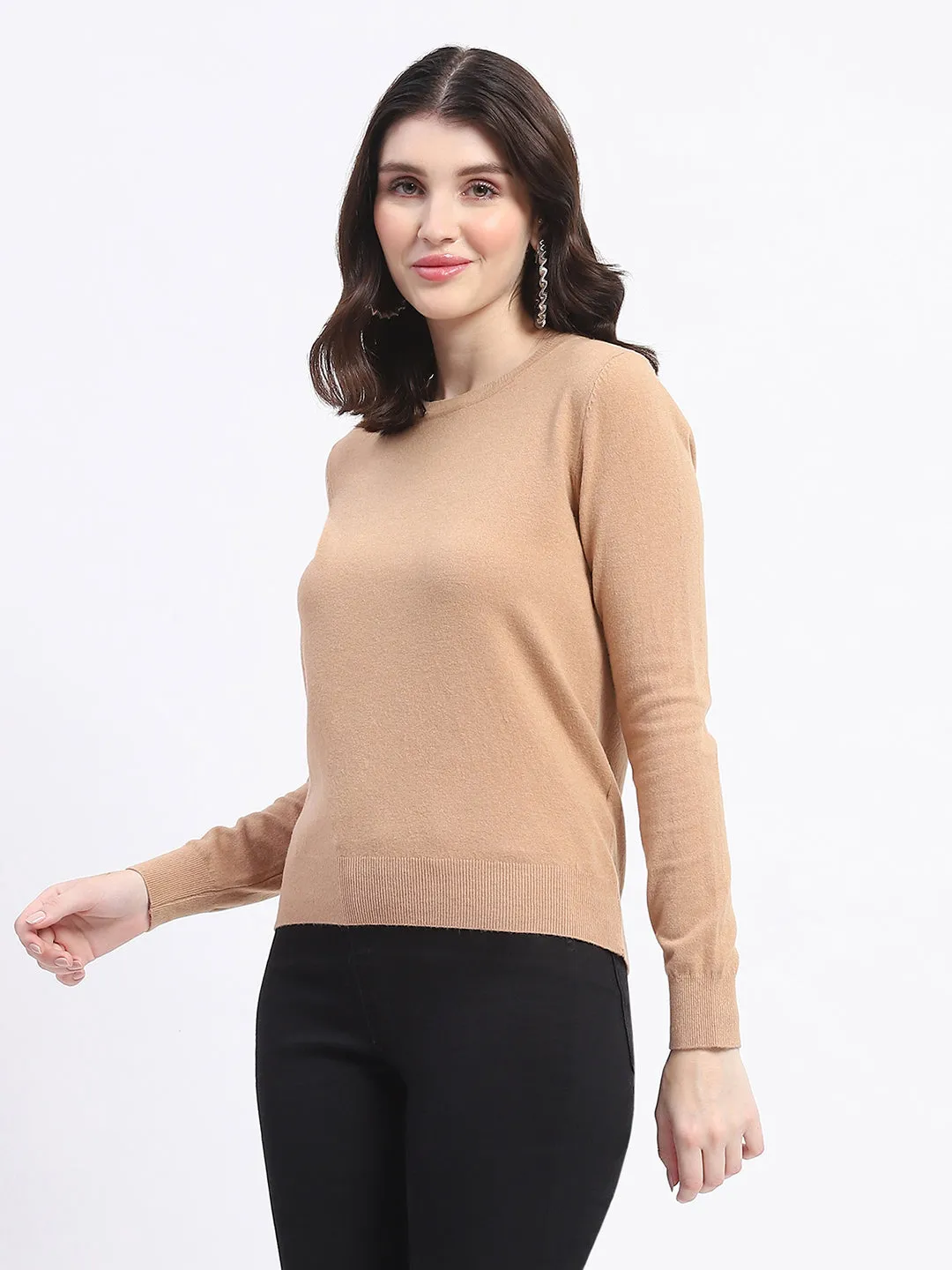 Madame Crew Neck Brown Sweater UV Protective Coating Timeless Cozy