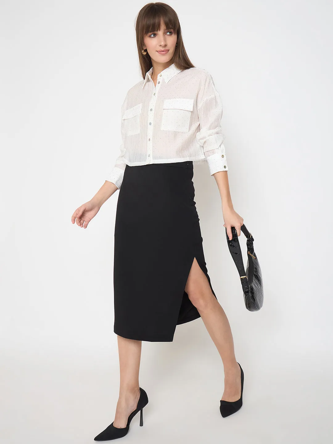 Madame D-Ring Straps Shimmer Detail White Shirt All-day Comfort Quality Wear