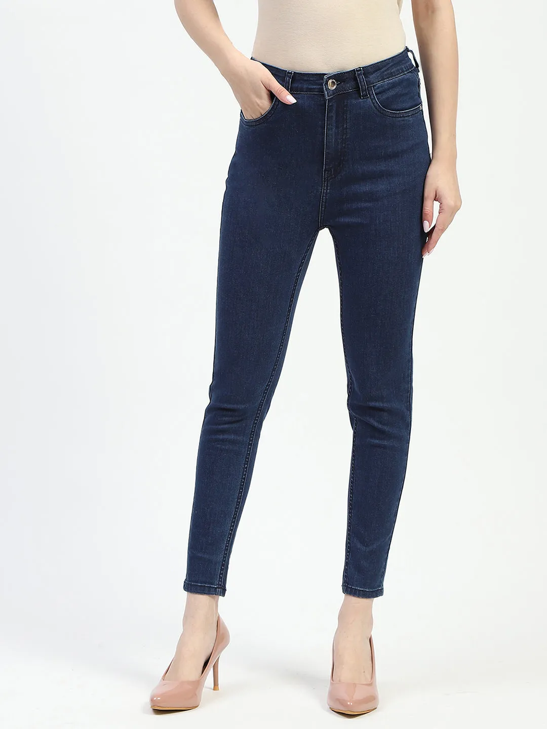 Madame Dark Blue Skinny Fit Cotton Denim Jeans Weekend Vibes
