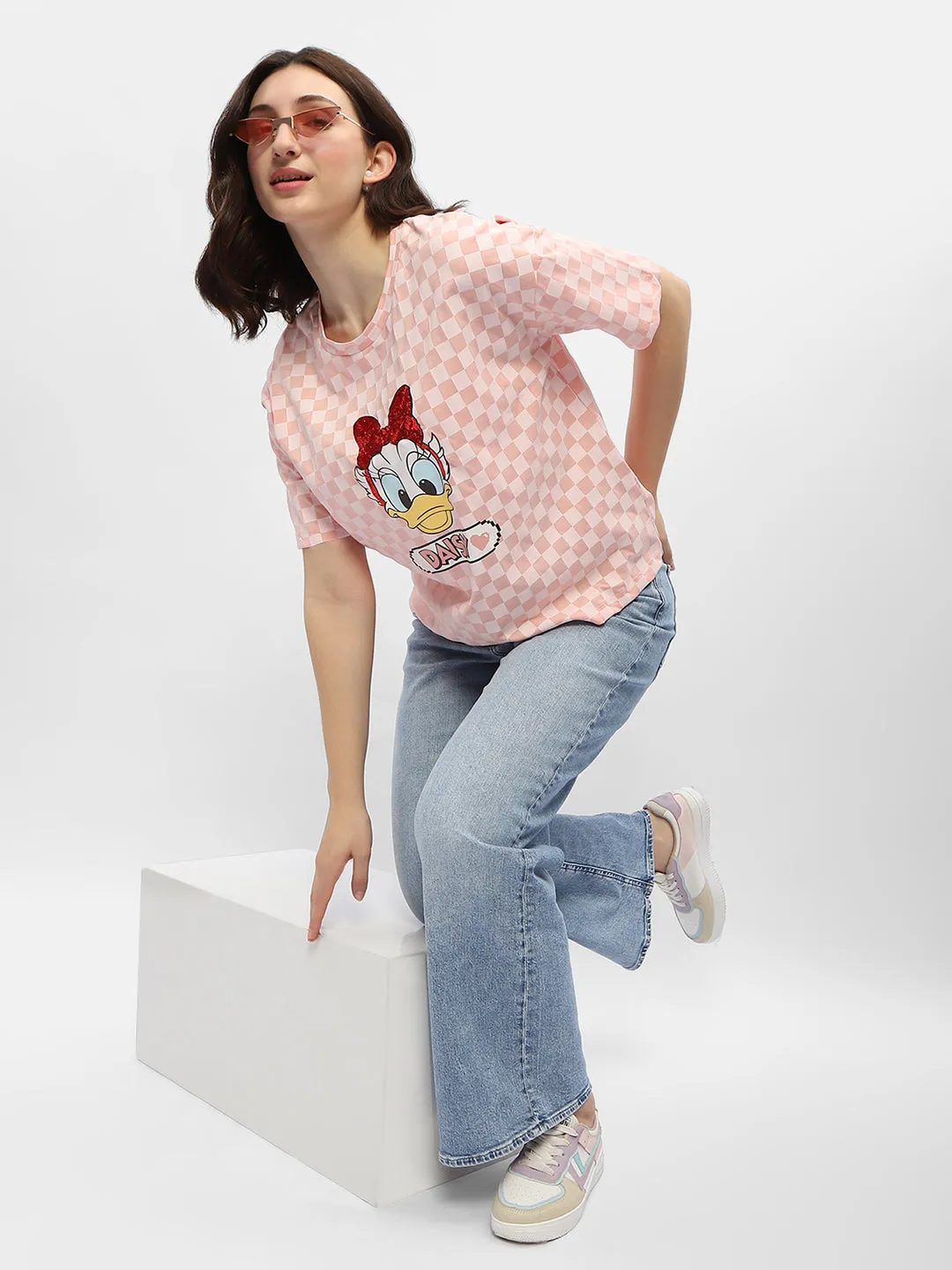 Easy Wear Look Madame Disney Donald Duck Pink Cotton T-Shirt
