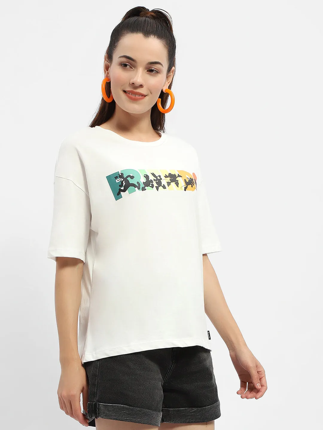 Sleek Performance Wear Everyday Wear Madame Disney Graphic Print White Regular T-Shirt