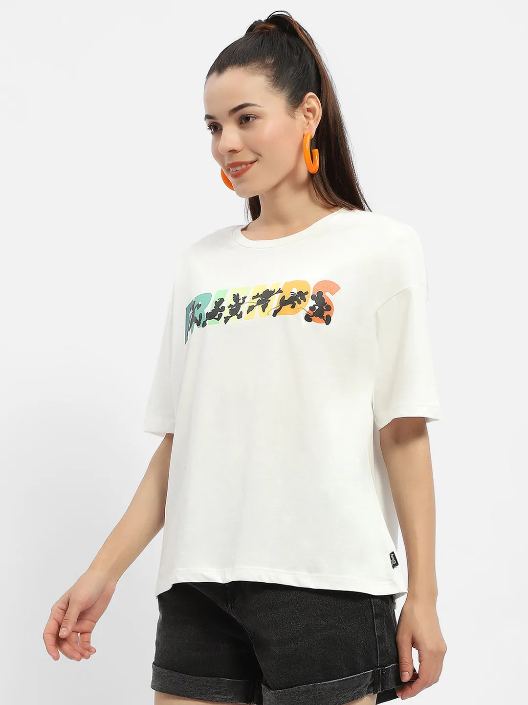 Madame Disney Graphic Print White Regular T-Shirt Easter