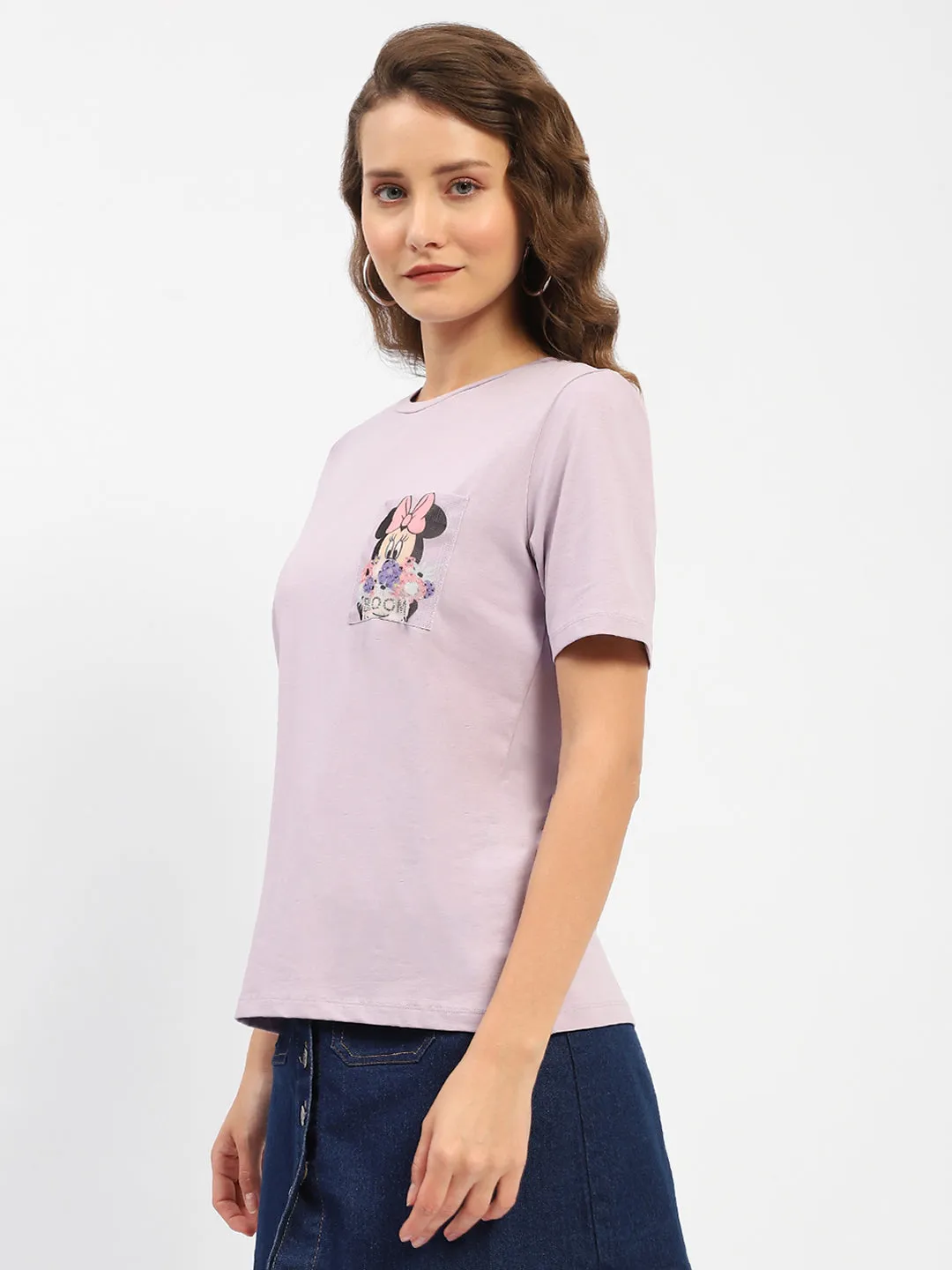Madame Disney Mickey Mouse Printed Regular Mauve T-Shirt Organic Cotton