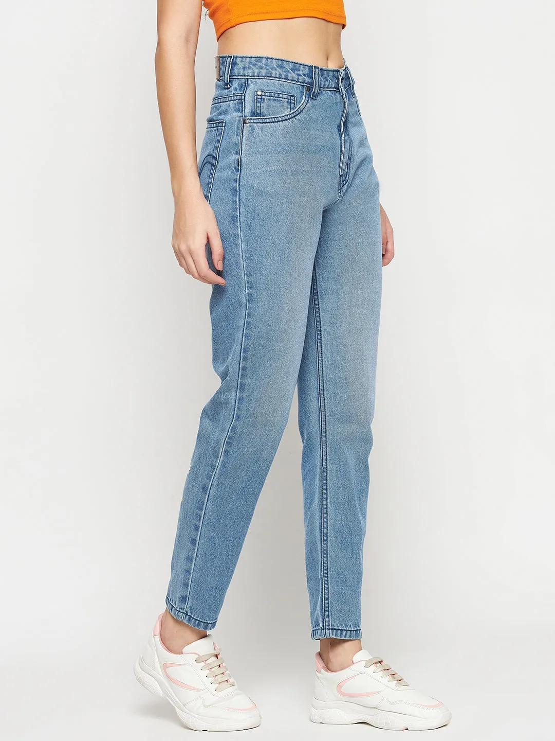 Madame Disney Print Blue Denim Sleek Fit Non Stretch Denim