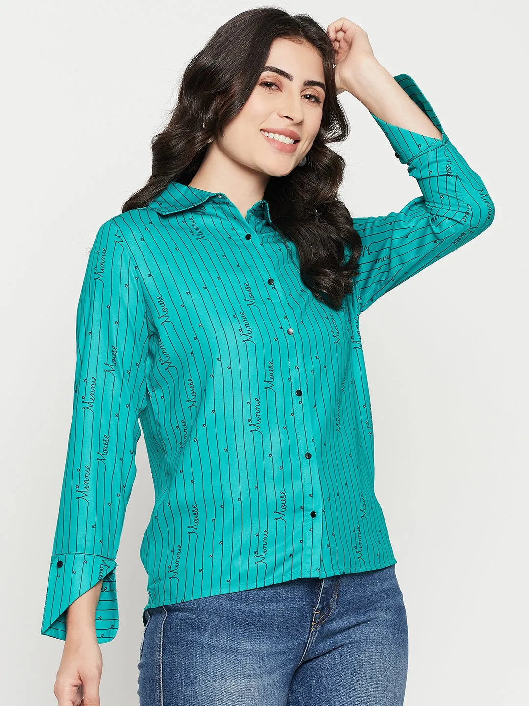 Quick Dry Technology Smart Look Madame Disney Printed Green Shirt