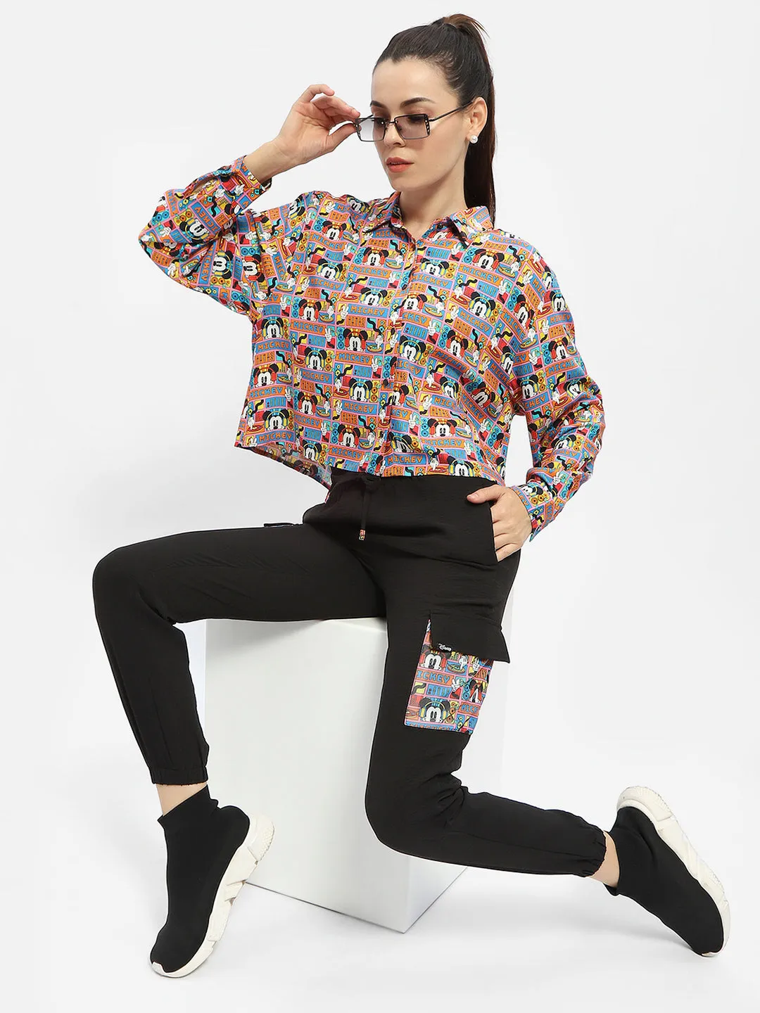 Madame Disney Printed Orange Shirt Smart Casual Wear