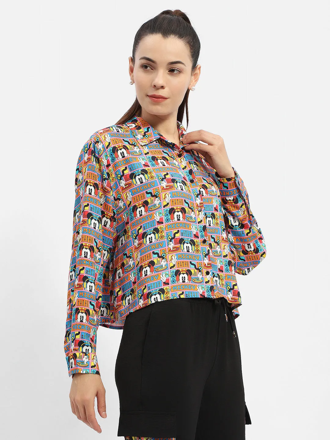 Smooth zipper closure Madame Disney Printed Orange Shirt