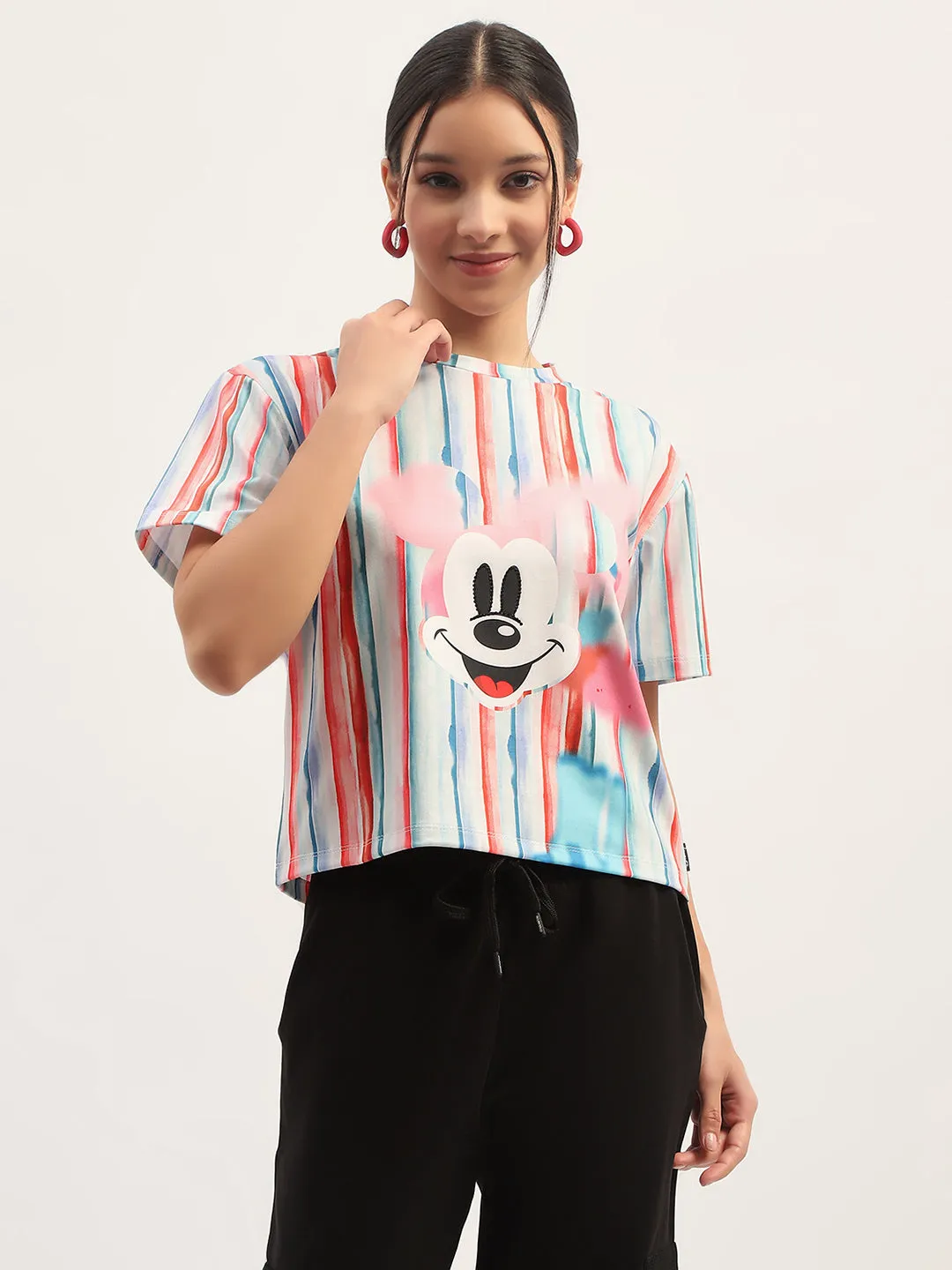 Madame Disney Printed White T-Shirt DropShoulderDesign Oversized Fit