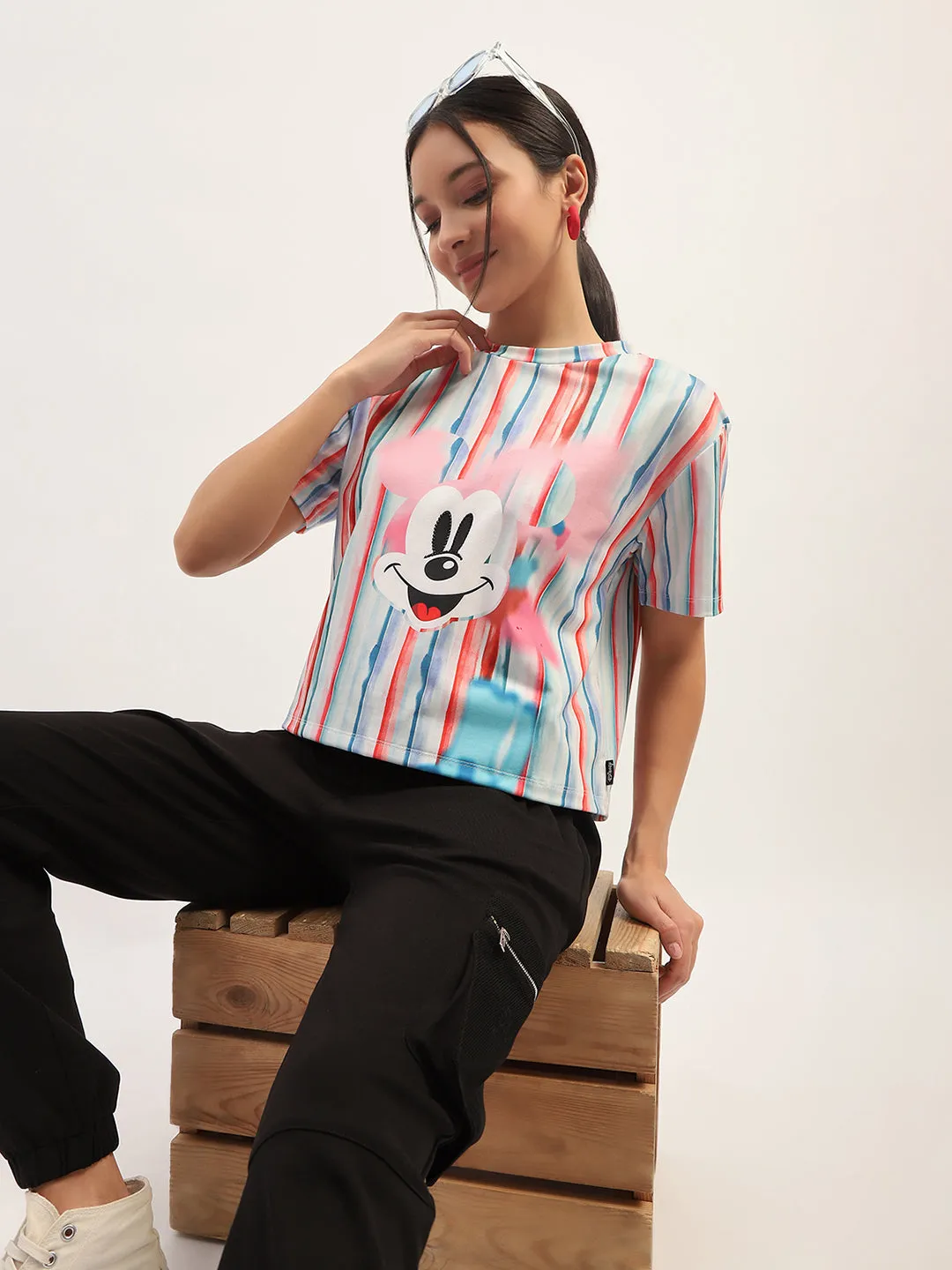 Madame Disney Printed White T-Shirt Relaxed Comfort Fit Non Iron Fabric