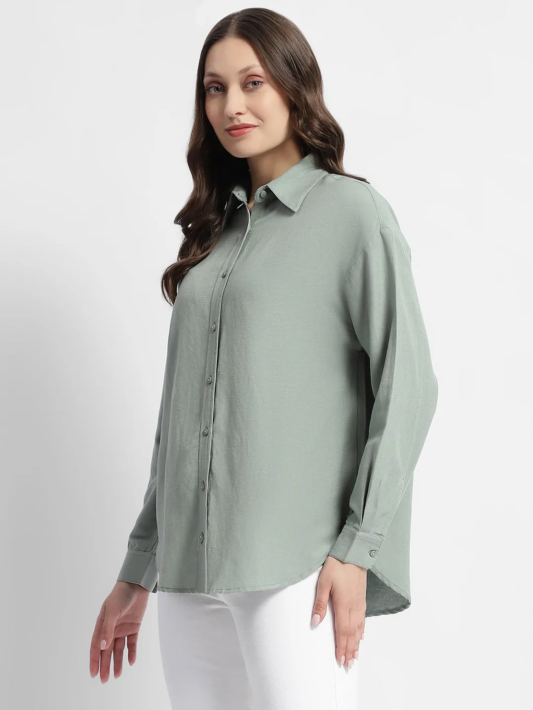 Madame Dusty Green Regular Full Sleeve Shirt garden party Non Iron Material